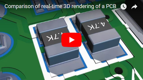 Comparison of real-time 3D rendering of a PCB